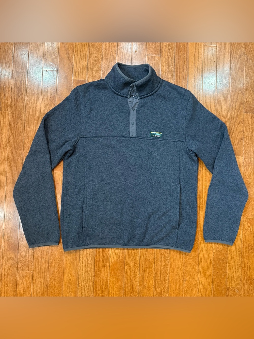 L.L. LL Bean Men’s Medium Sweater Fleece Pullover 1/4 T-Snap Jacket Mock Neck